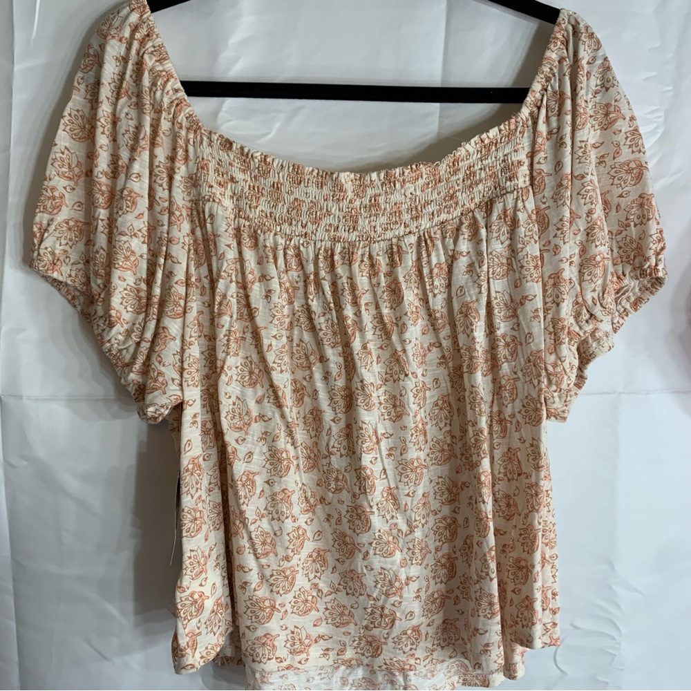 NWT Lucky Brand Neutral Floral Off-Shoulder Blouse, size XXL - Picture 10 of 10